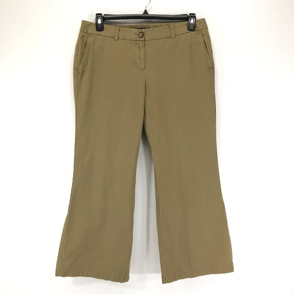Lands' End Flare Leg Chino Pants Women's Size 12 Petite 100% Cotton Twill Career - Picture 1 of 13